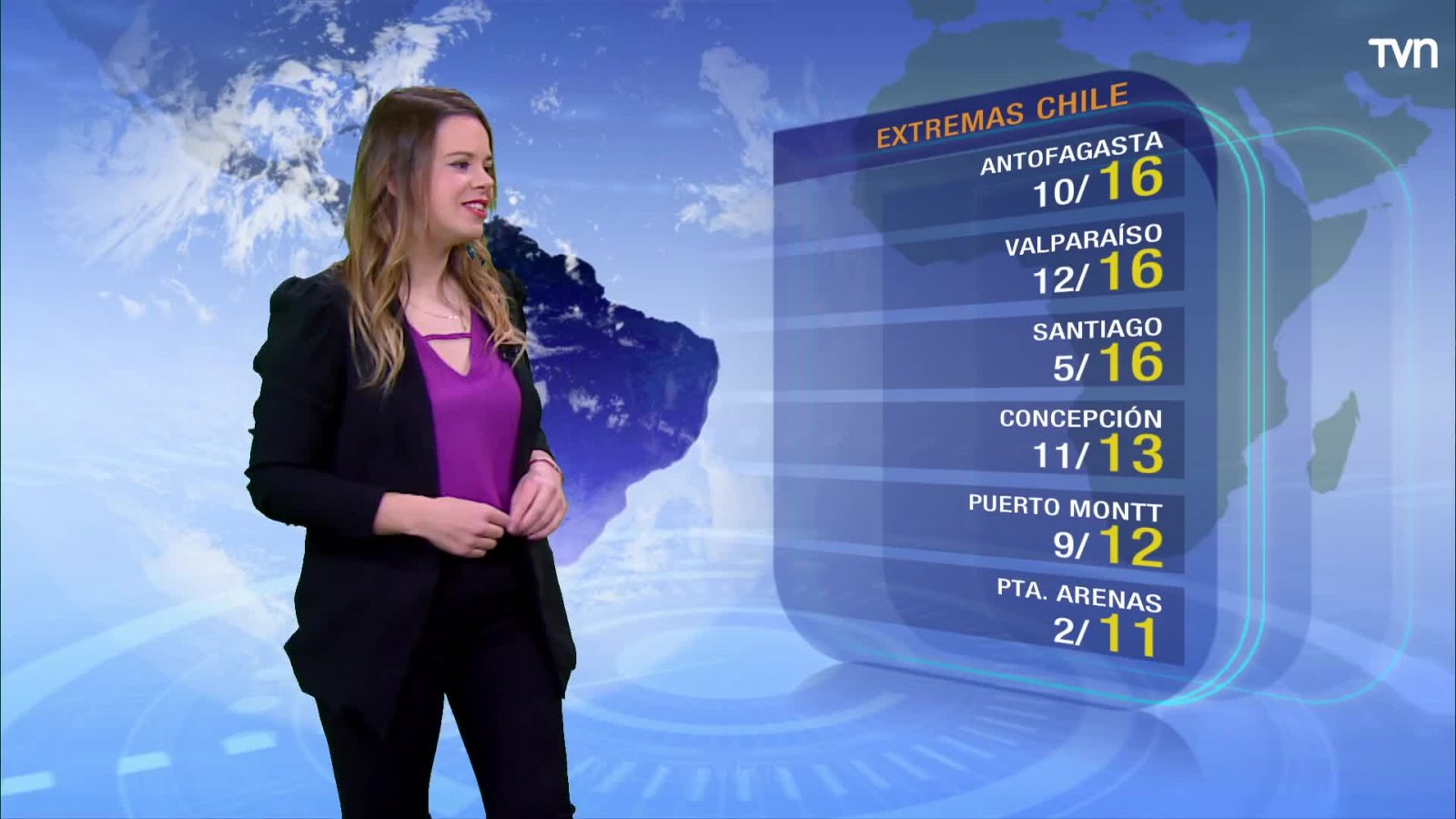 Nubes en la zona central y precipitaciones desde Biobío hasta Magallanes

