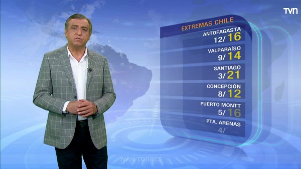Nubes en la zona central y precipitaciones entre La Araucanía y Los Lagos
