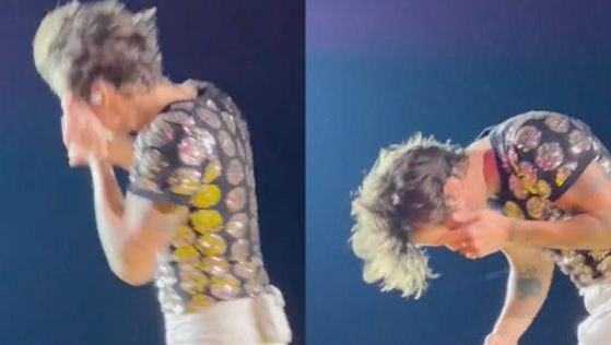 Harry Styles es golpeado en el ojo con un dulce en pleno concierto
