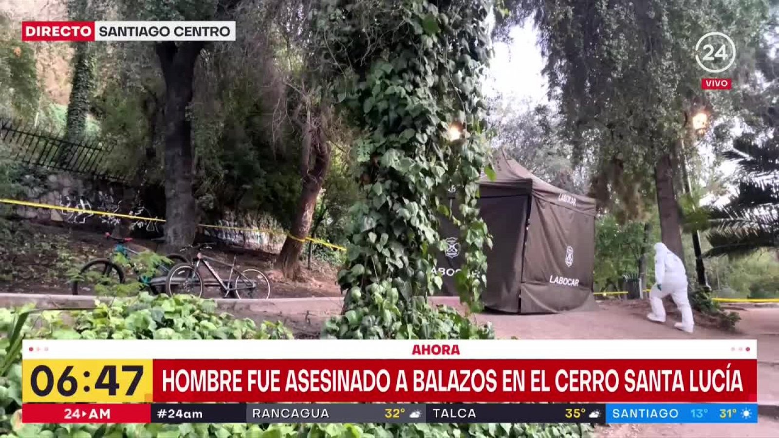 Hombre es asesinado a balazos en pleno Cerro Santa Lucía de Santiago
