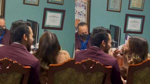 "Está mi papá": mujer niega besar a su pareja durante su matrimonio
