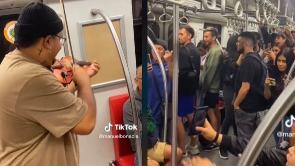 "Fiesta pública": video de violinista en Metro de Santiago genera debate en redes sociales