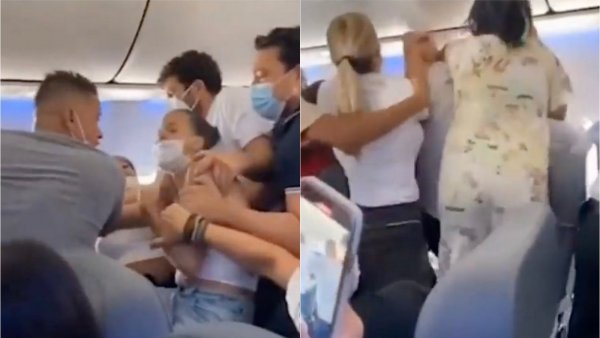 Hasta se jalaron la ropa: graban escandalosa pelea en avión con destino a Brasil
