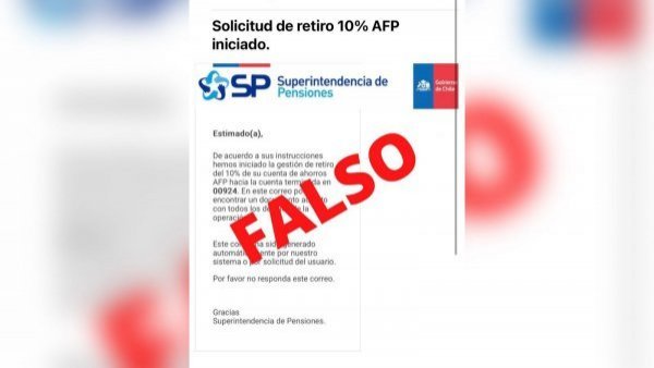 Alertan por mail fraudulento con supuesta solicitud para retirar 10%
