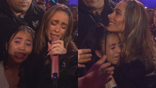 Hasta posó para la cámara: emocionada pequeña abrazó y no soltó a Tini
