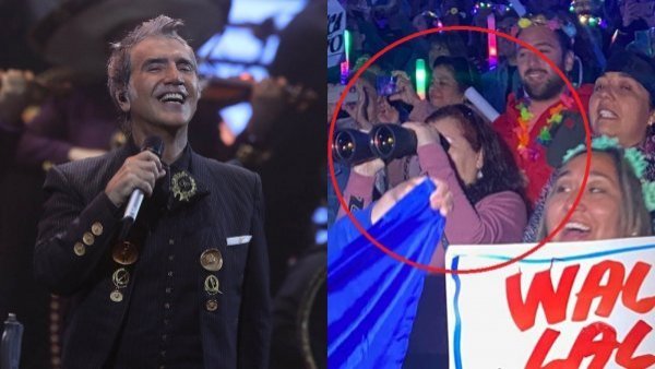 Le faltó un telescopio: fanática de Alejandro Fernández se robó las miradas en galería