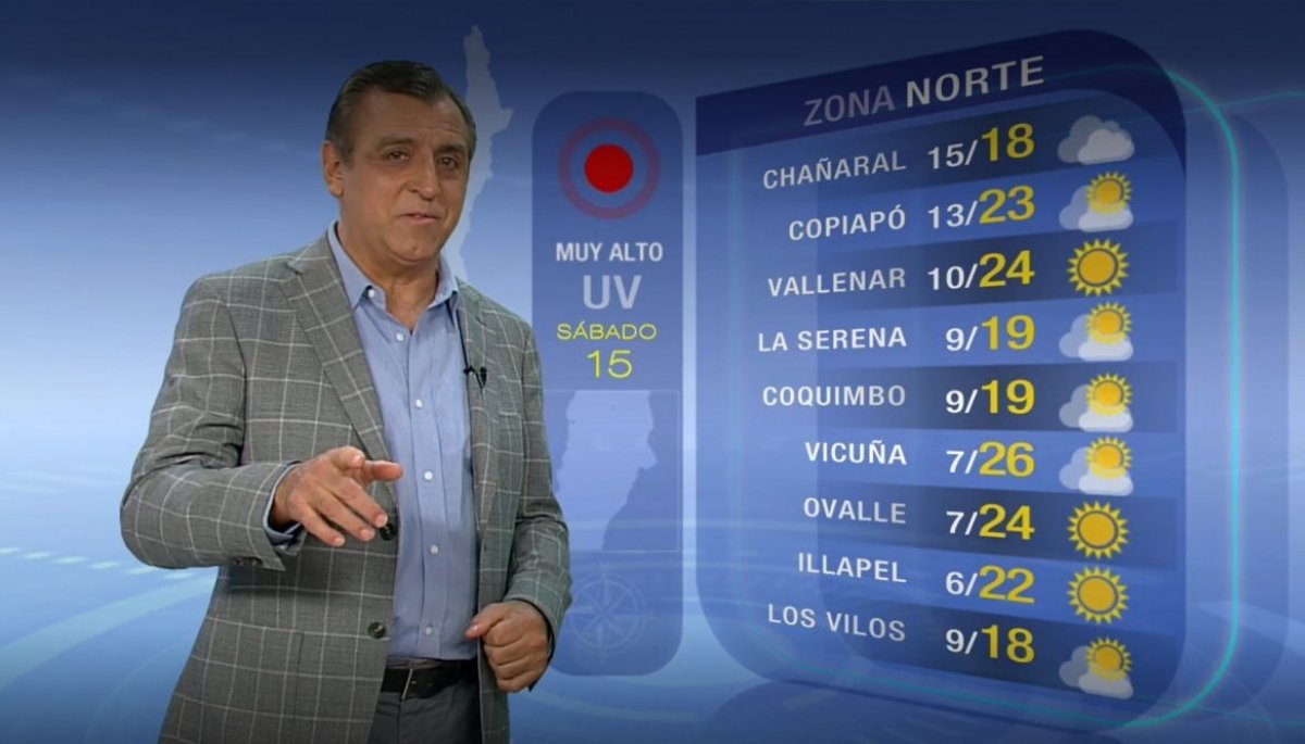 Pronóstico del tiempo sábado 15 de abril TVN