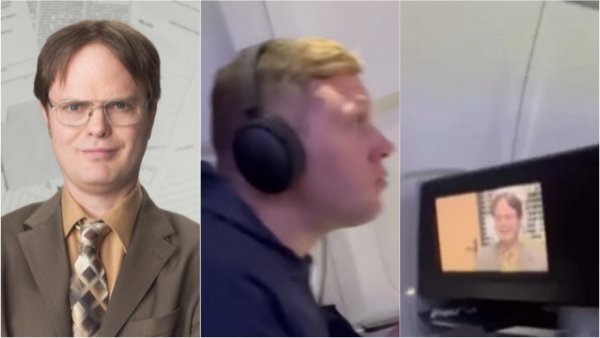 Joven miraba The Office en avión pero no vio que 'Dwight' estaba a su lado

