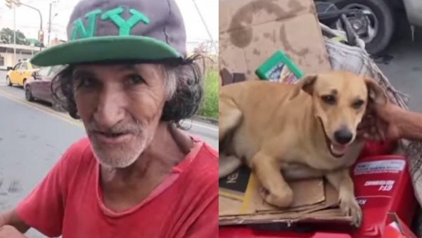 "No la cambiaría": hombre en situación de calle rechazó oferta de 100 dólares por su perrita
