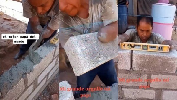 "Un gran ejemplo": albañil sin manos se las ingenia para levantar un muro
