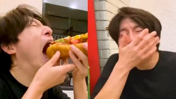 "¿No les duele la mandíbula?": japonés alucina con completo gigante chileno
