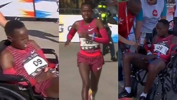 ¡Tremendo! Así fue la llegada Salinas Jebet a la meta del Maratón de Santiago
