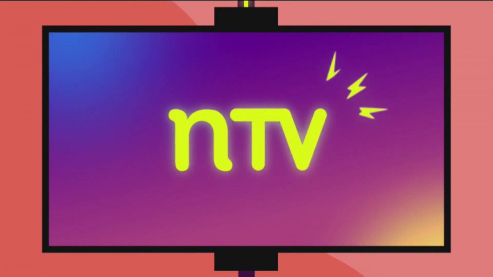 Televisión con la pantalla encendida en el logo de NTV.
