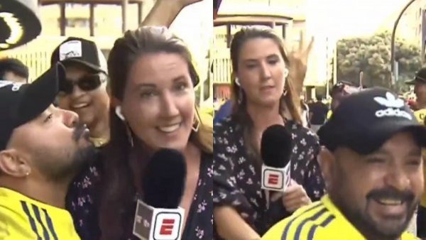Impresentable: periodista de ESPN es acosada en vivo por hincha de Colombia
