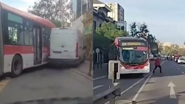 "Día de furia" de chofer de bus RED: chocó dos vehículos y casi atropella a peatón
