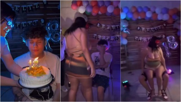 Madre regala show de bailarina a hijo por cumpleaños 18 en México
