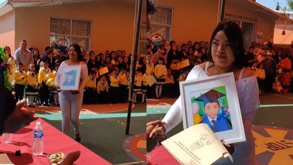 "Lo lograste campeón": madre recibe diploma de su hijo fallecido tras graduación de kinder
