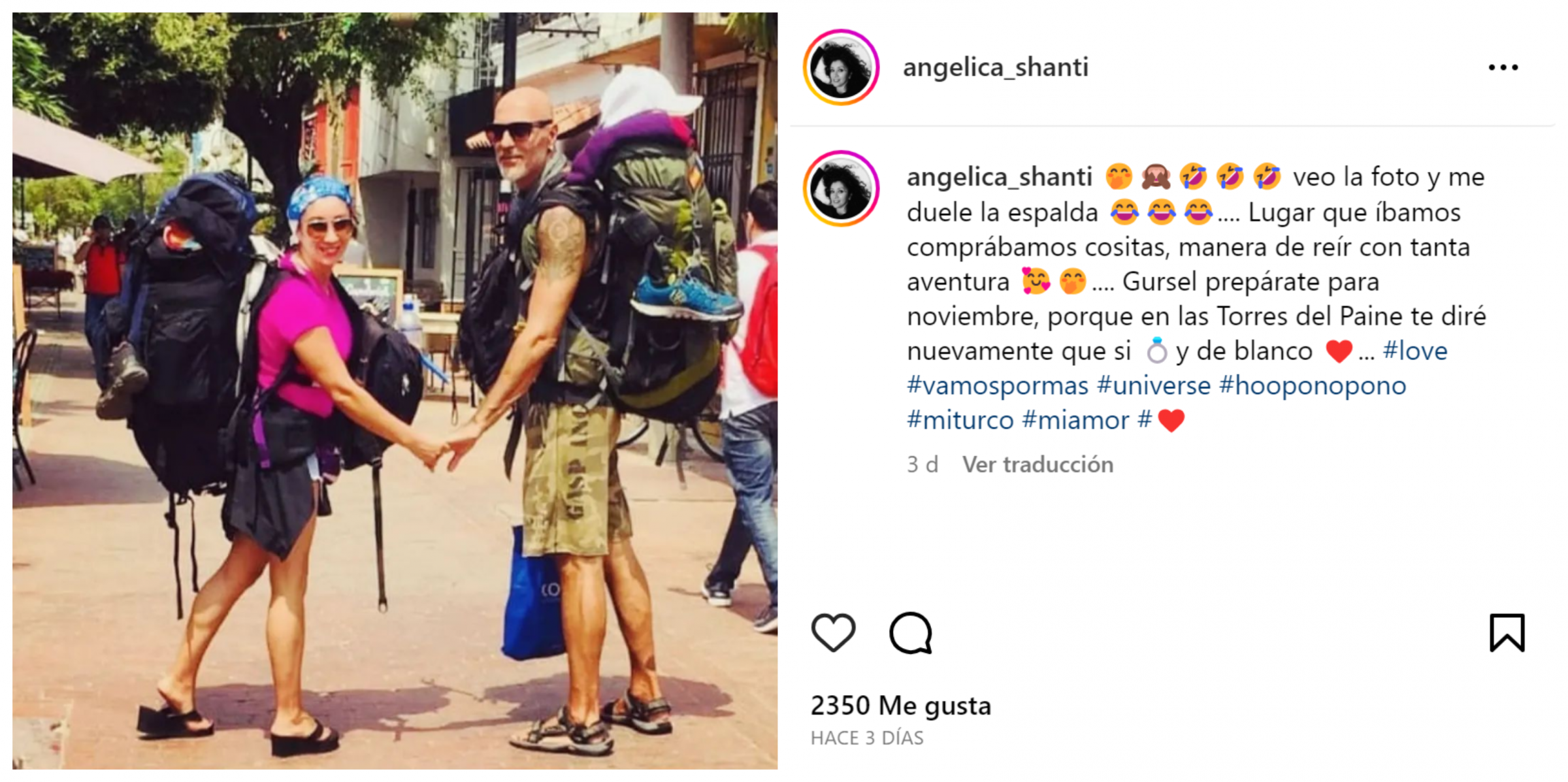 Anuncio de matrimonio entre Angélica y su pareja.