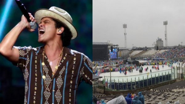 El concierto de Bruno Mars va: fanáticos esperan bajo la lluvia el recital