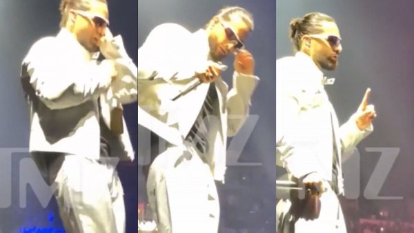 Esta fue la reacción de Maluma luego de que le lanzaran un celular en pleno concierto