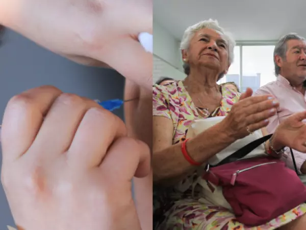 Adultos mayores vacunándose.