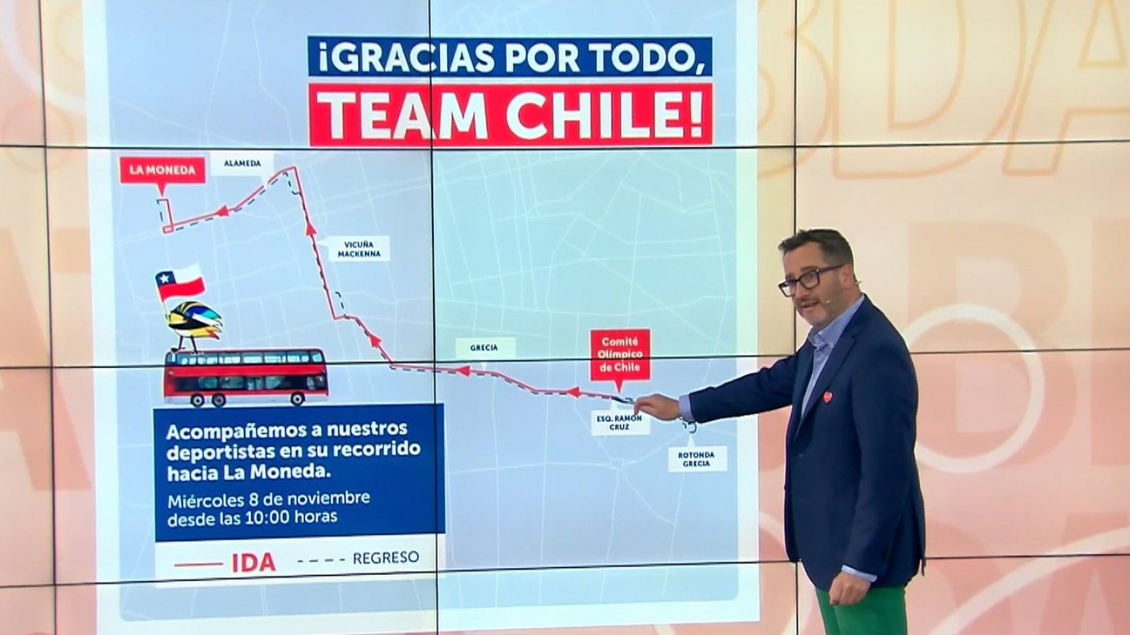 Acompaña a nuestros deportistas: Conoce el recorrido del Team Chile hasta La Moneda

