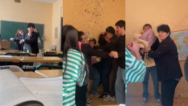 "Maestra miel": escolares fingen pelea para sorprender a su profesora en su cumpleaños
