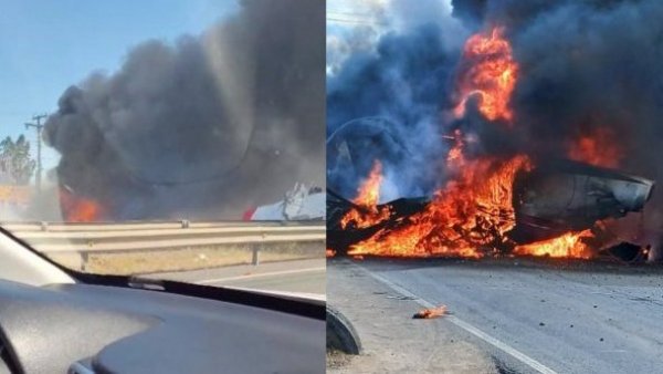 Avioneta se estrella en la Ruta 5 Sur en Talca