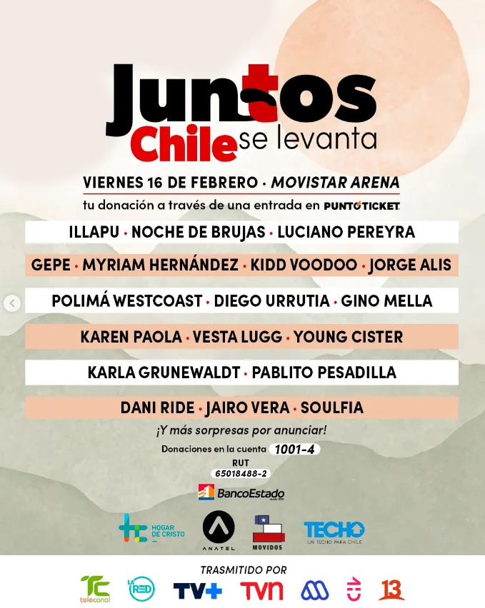 Juntos Chile se Levanta. Programación. 