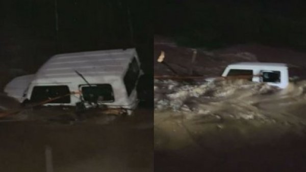 Video muestra vehículo al interior de un tranque tras crecida de canal en San Vicente