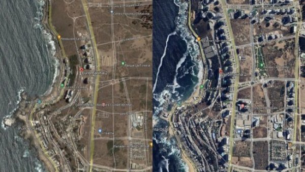 Zona del socavón: El impactante cambio del terreno en 20 años
