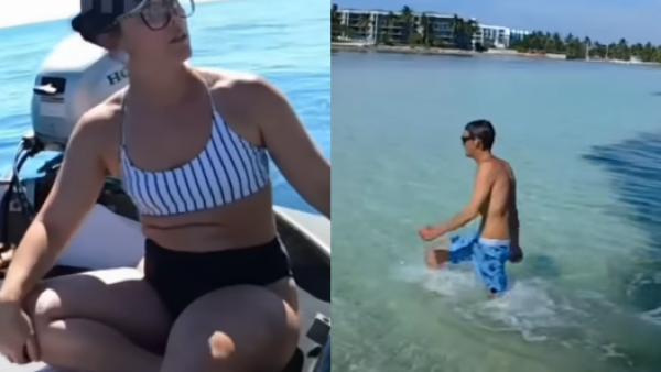 Mujer le pidió la clave del celular a su pareja, pero él prefirió saltar al mar
