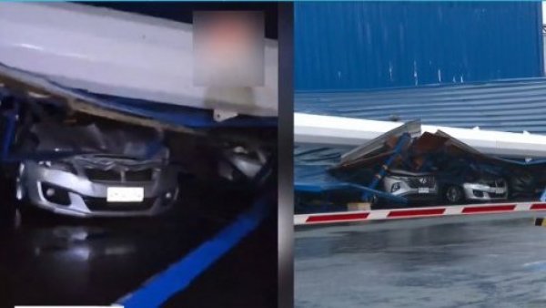 Fuertes vientos derribaron gran estructura metálica en Talcahuano
