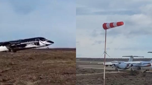 <p>Avión. Punta Arenas. Viento. </p>Pensaron que era un tornado: fuertes vientos levantan un avión en Punta Arenas
