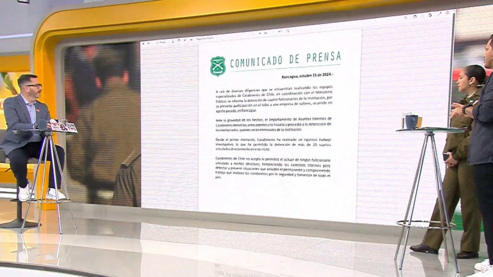 "Eliminados de la Institución": Carabineros da de baja a funcionarios detenidos por robo a Brinks
