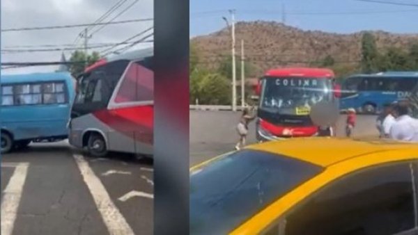 Pasajeros en peligro: Empresa de buses agrede y destruye buses de la competencia en Colina
