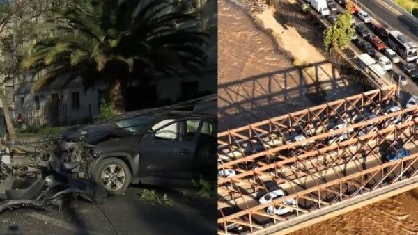 Conductor ebrio derribó 4 postes en Santiago: Revisa hasta qué hora estará cortado el tránsito
