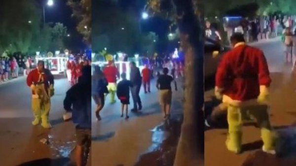Video muestra golpiza a carabinero disfrazado de "Grinch" en caravana navideña
