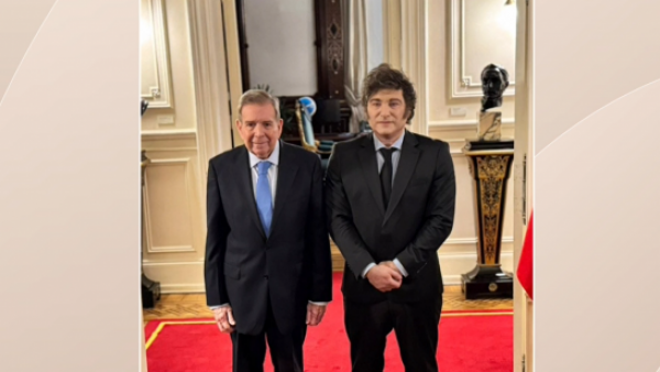 Milei al recibir a Edmundo González en la Casa Rosada: "Argentina es la casa de los venezolanos de bien"