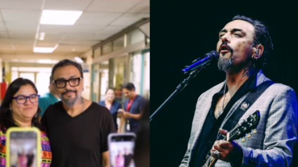 Vocalista de Lucybell sorprende con mini concierto en Posta Central tras el alta de su hija
