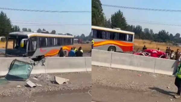 Al menos 3 muertos deja violento choque entre un bus y un auto en Biobío
