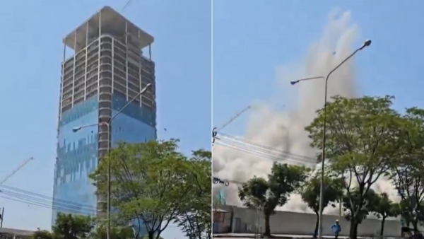 VIDEO | El impactante momento exacto en que colapsa edificio en Tailandia tras terremoto
