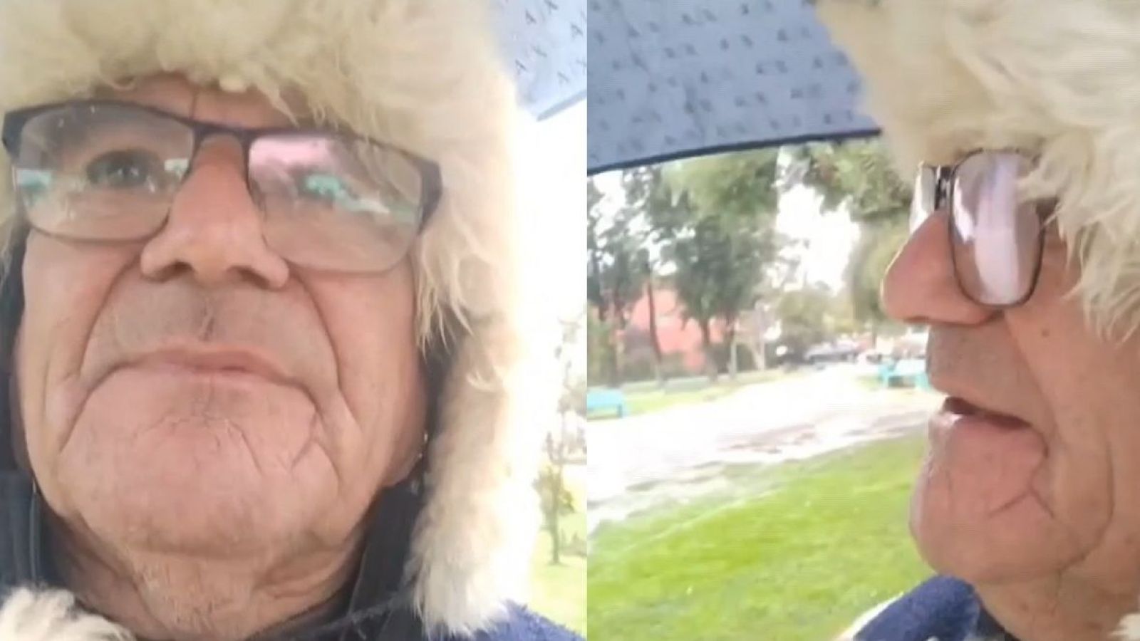 "La tranquilidad es bacán": Adulto mayor sacó aplausos con su mensaje en plena lluvia
