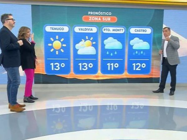 Iván Torres entregando el pronóstico del tiempo