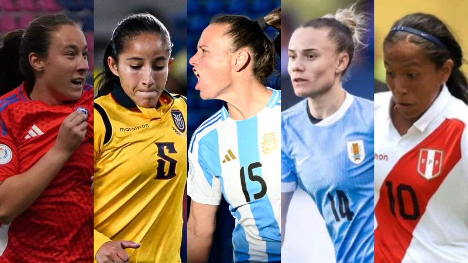 Imagen que muestra a las cinco selecciones que conforman el grupo A de la Copa América femenina 2025.
