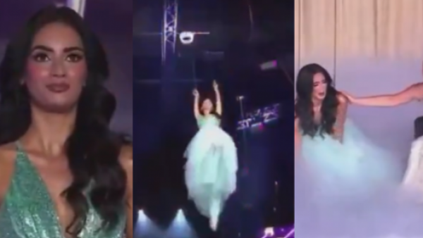 Desde tres metros de altura: semifinalista de "Miss Universo Latina" sufre fuerte caída en vivo
