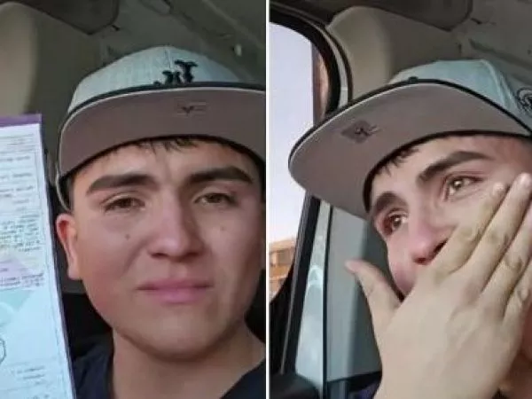 La emoción de joven que obtuvo su patente de feria: 