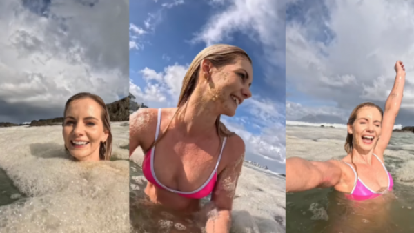 La mujer que se volvió viral por "nadar en excremento" en Sudáfrica
