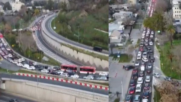 ¡20 metros en 40 minutos!: Infernal taco y caos total por corte de Puente Lo Saldes
