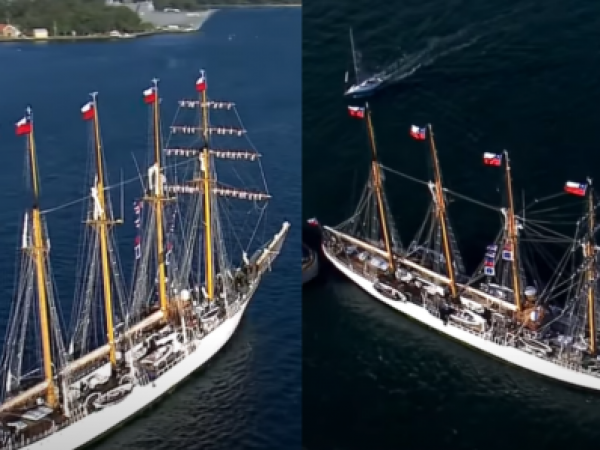 Buque Esmeralda impresiona a los australianos con su llegada